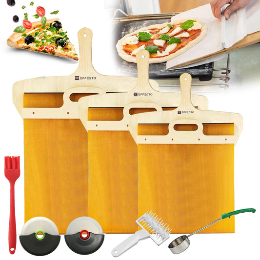 3 Sizes Sliding Pizza Peel Transfers Pizza Peel, Pizza Paddle with Handle, Pizza Spatula Paddle for Indoor & Outdoor Ovens